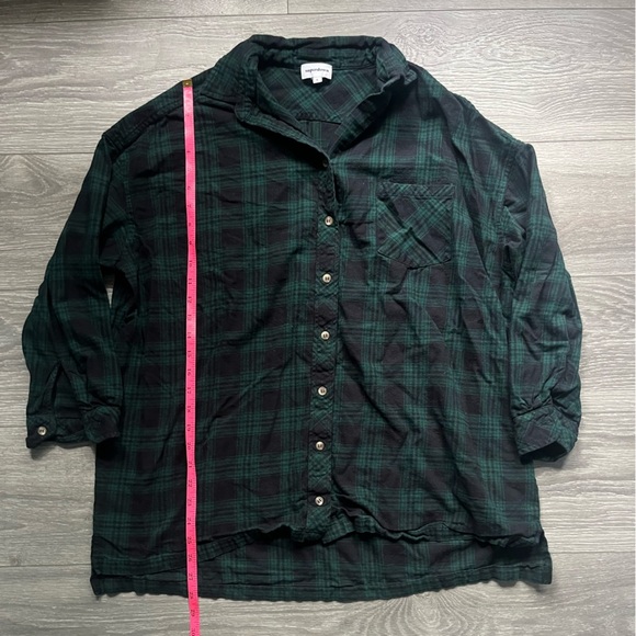 Superdown Revolve Green Blue Plaid Long Sleeve Button Down Flannel Shirt Size S - Picture 3 of 8